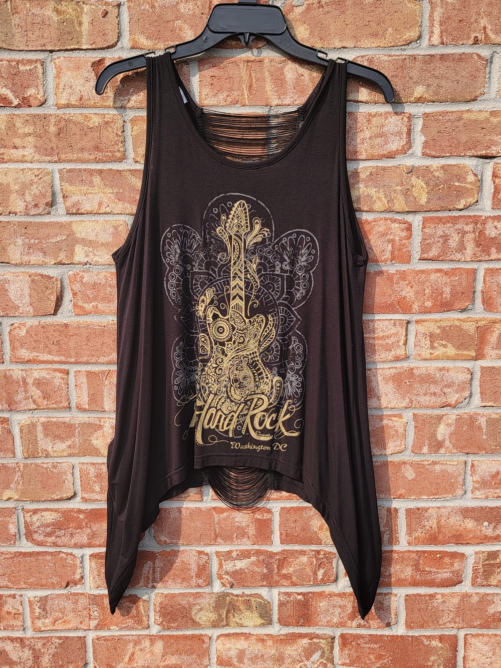 Hard Rock Couture Black Tank with Gold Guitar Graphic